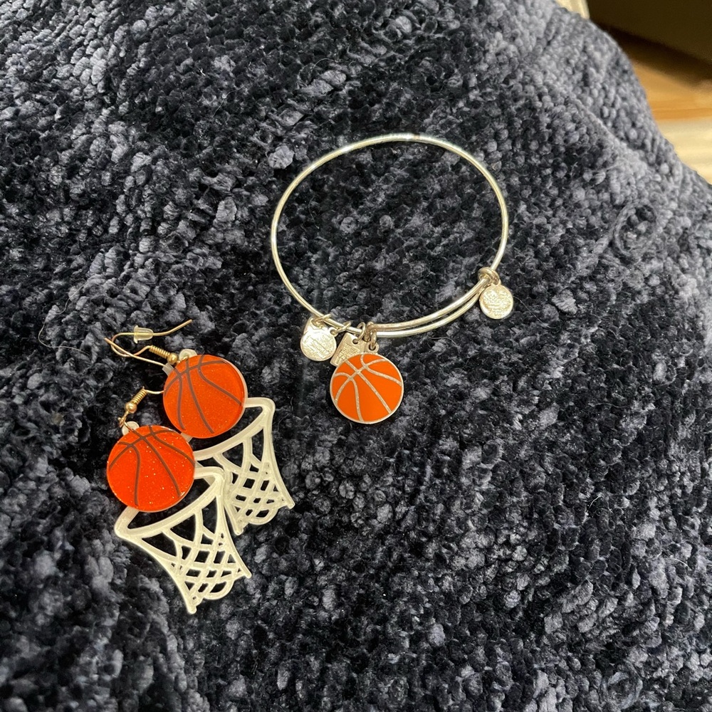 Basketball Charm Bracelet Alex and Ani and Earrings Set